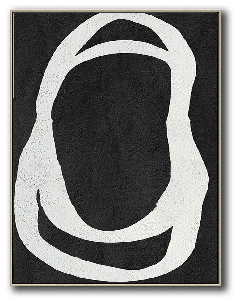 Black And White Minimal Painting On Canvas,Modern Canvas Art #W1W3